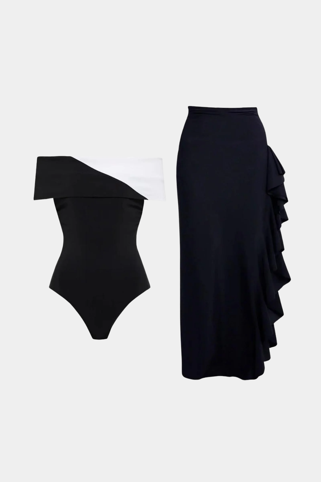 Elegant Black Swimsuit & Sarong