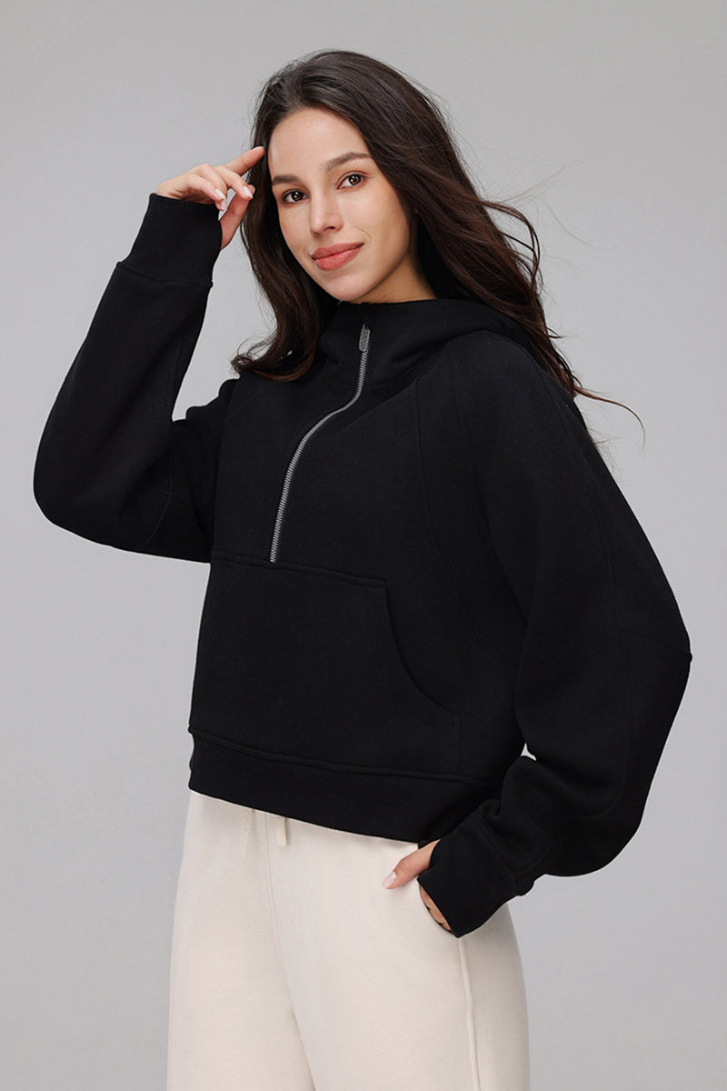 Sena Cropped Zip Fleece Hoodie