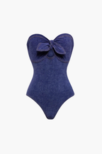 Striped Blue Swimsuit & Sarong