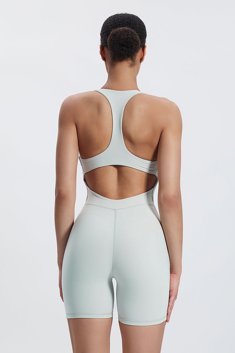 Body Freja con mezza zip e schiena a I