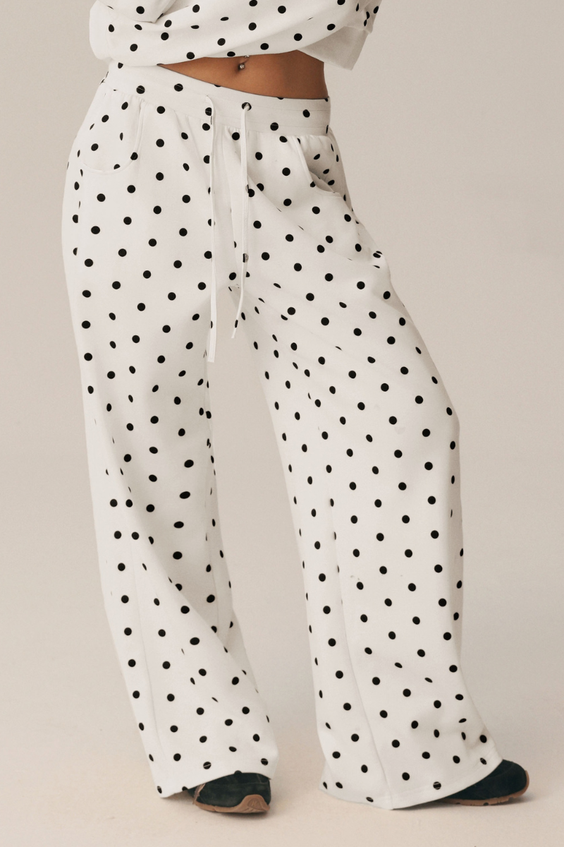Suki Polka Dot Wide-Leg Sweatpants