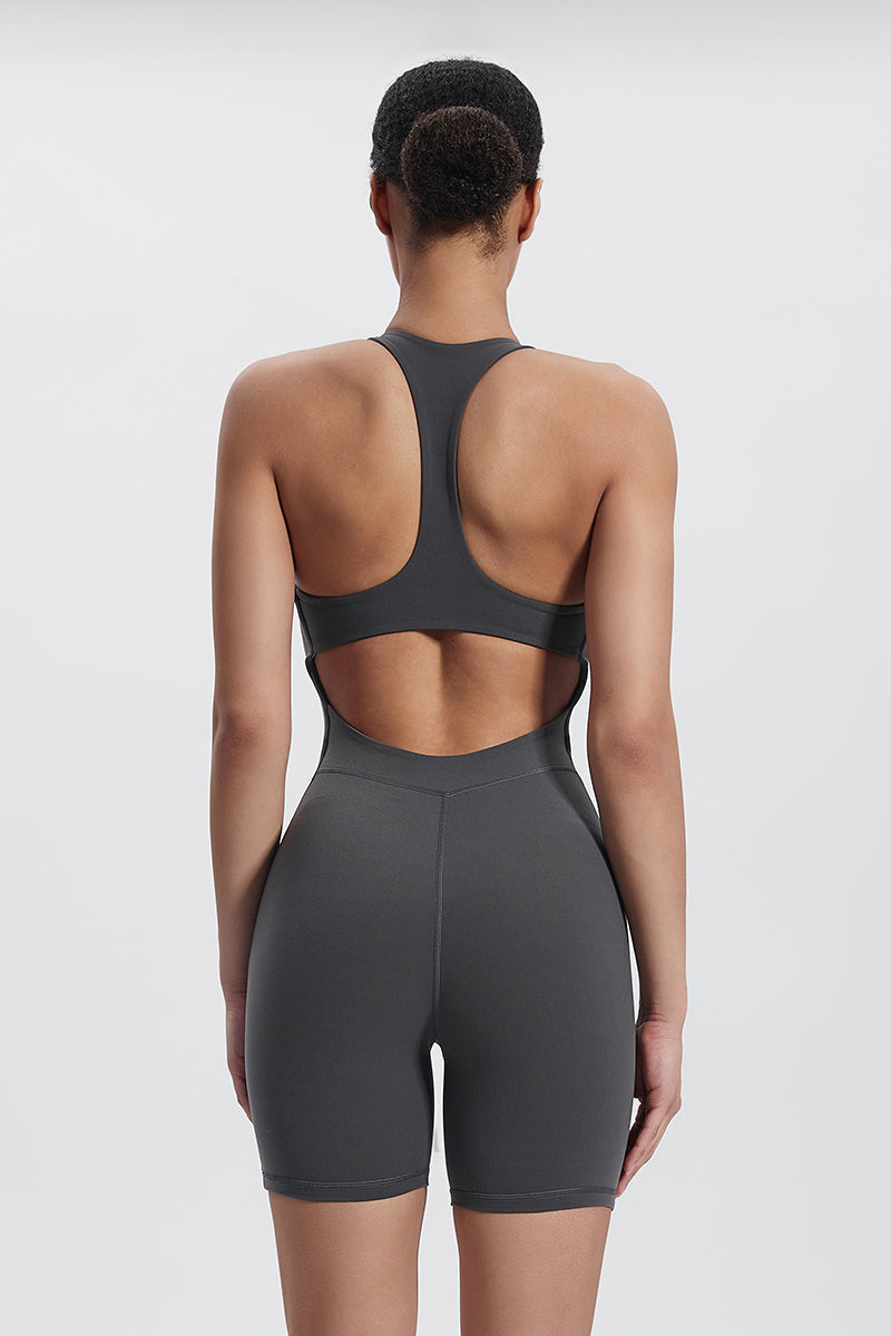 Body Freja con mezza zip e schiena a I