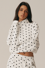 Suki Polka Dot Half-Zip Cropped Sweatshirt