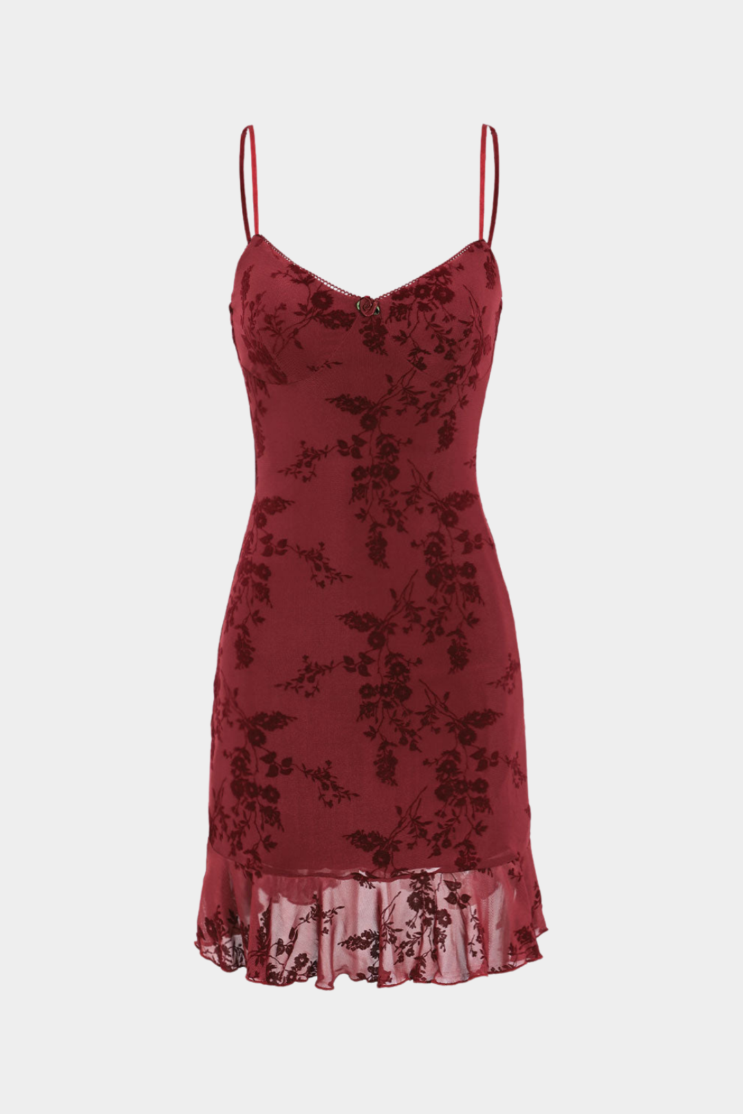 Çiçek Desenli File Mini Elbise