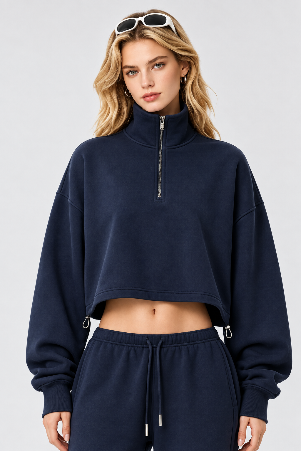 Sudadera corta Maren con media cremallera