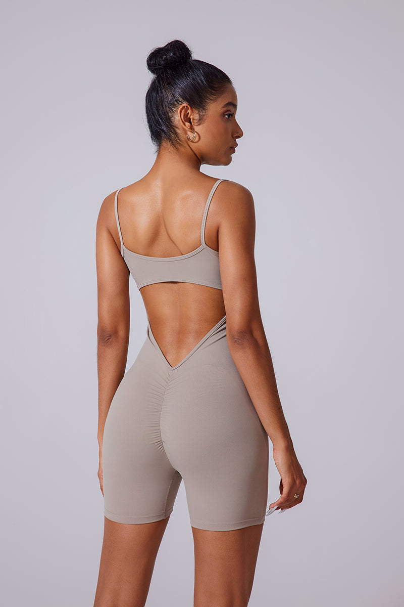 Britt Backless V-Waist Shorts Bodysuit