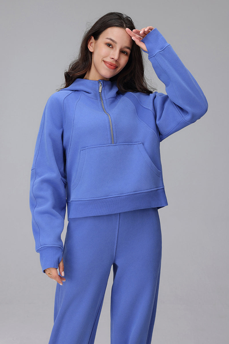 Sena Cropped Zip Fleece Hoodie