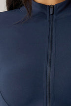 Women's Sports Sets:Stand Collar Cropped Jacket And Leggings