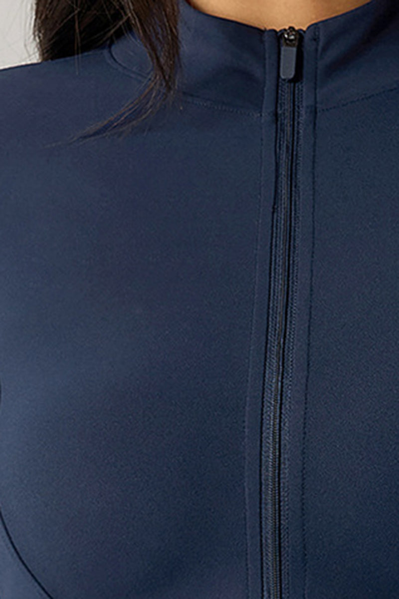 Women's Sports Sets:Stand Collar Cropped Jacket And Leggings