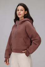 Sena Cropped Zip Fleece Hoodie