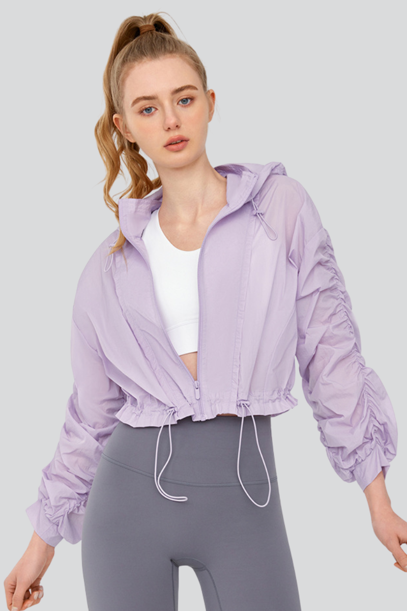 Women's Summer Light Sunscreen Cropped Drawstring Jacket