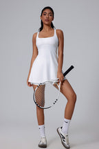 Women Two-Piece Backless Cutout Anti-Exposure Yoga Running Tennis Dress