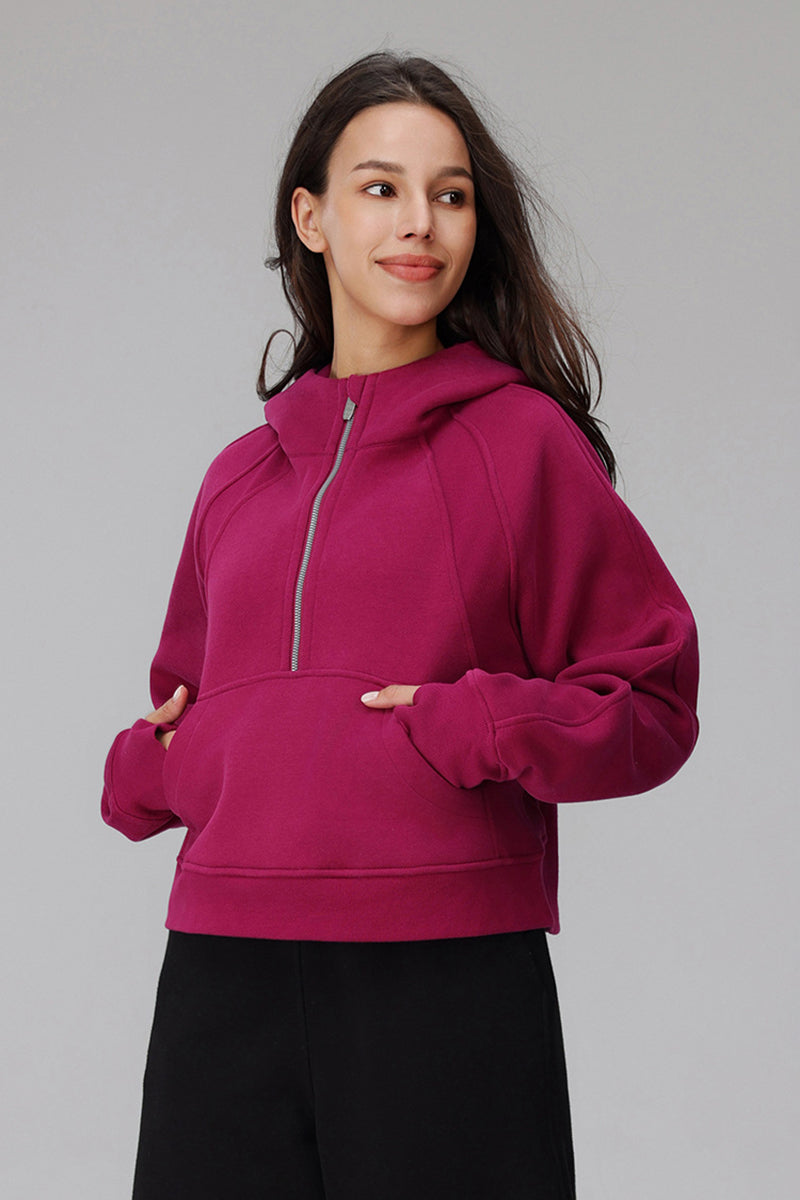 Sena Cropped Zip Fleece Hoodie