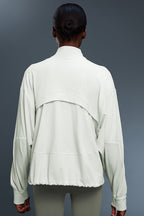 Women Windproof Stand-Collar Loose-Fit Adjustable Hem Workout Jacket