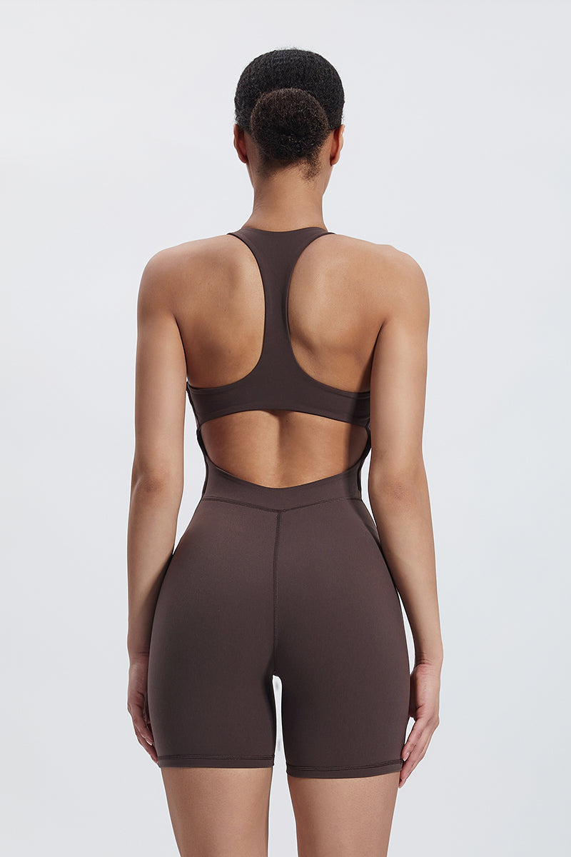 Body Freja con mezza zip e schiena a I