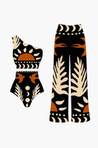 Black Tribal Swimsuit & Pareo