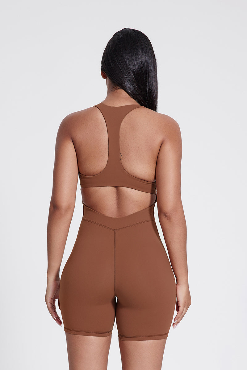 Body Freja con mezza zip e schiena a I