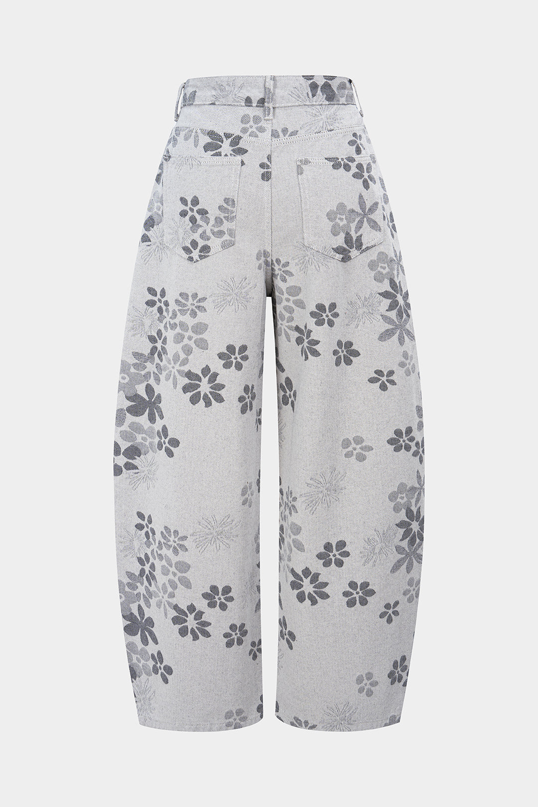 Çiçek Desenli Geniş Paçalı Kot Pantolon