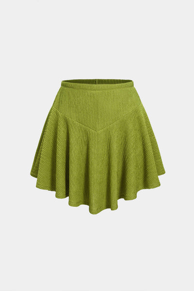 Charm Asymmetric Crop &amp; Flounce Mini Skirt Set