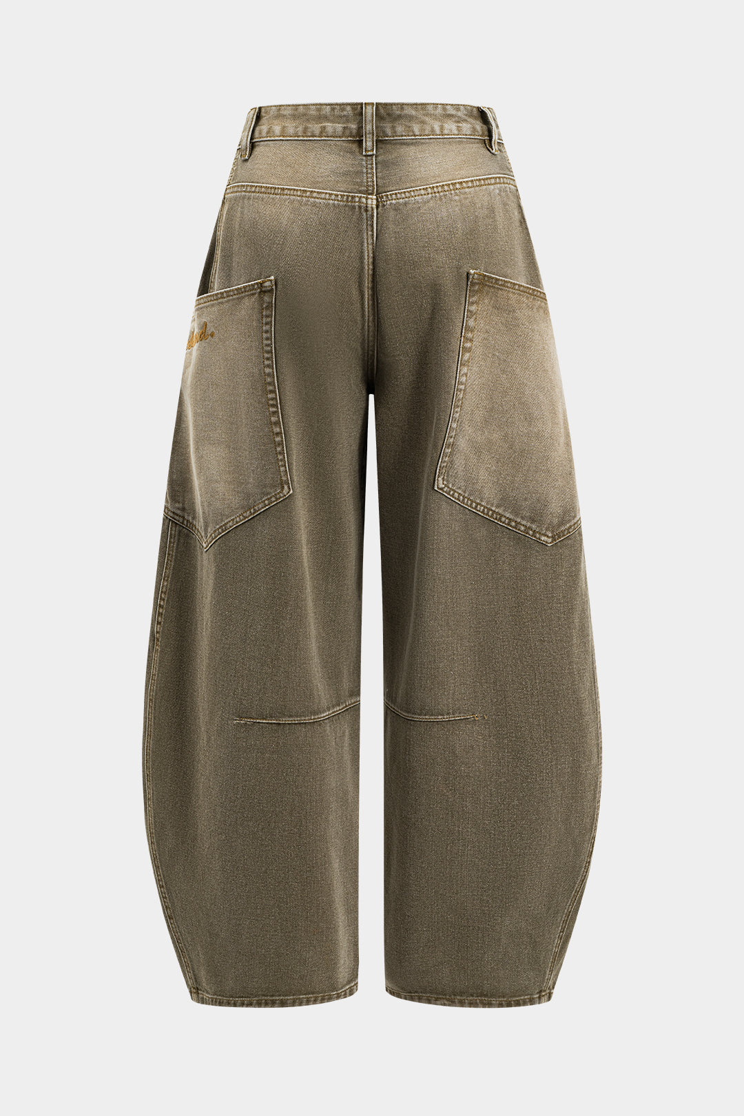 Koyu Renk Yıkamalı Bol Paçalı Kot Pantolon