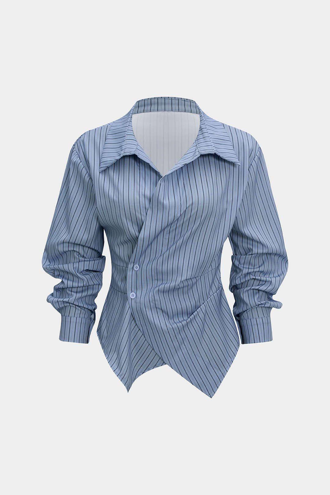 Asymmetric Blue Stripe Sculpt Shirt