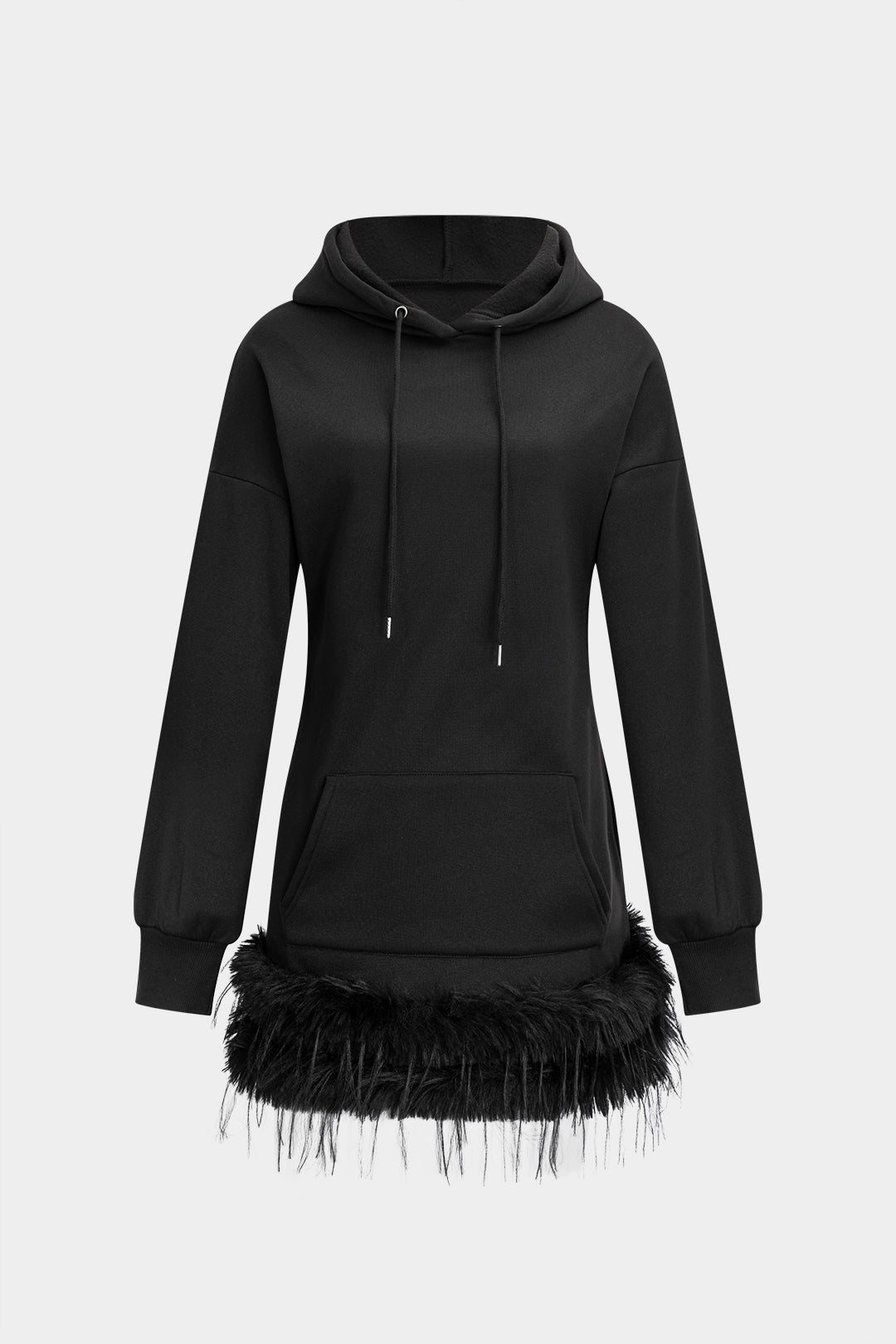 Suni Kürk Detaylı Kapüşonlu Elbise 