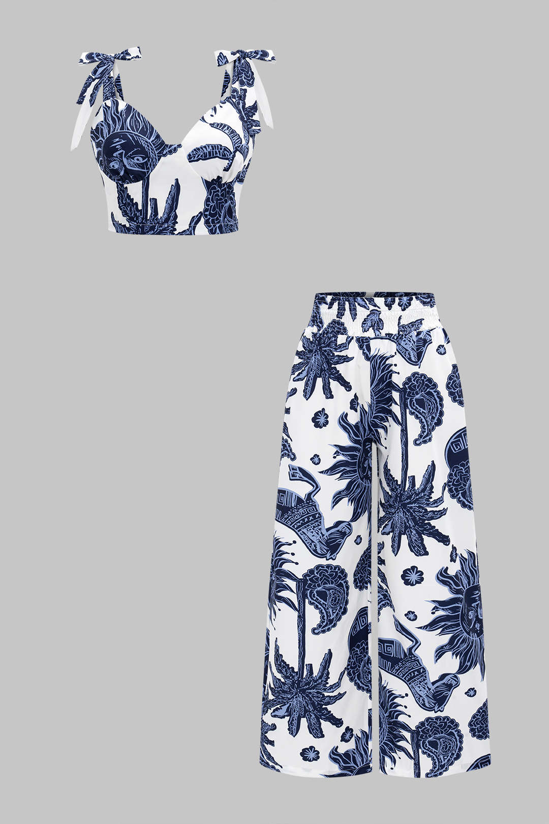 Ocean Spirit Lace-Up Bustier &amp; Patterned Palazzo Set