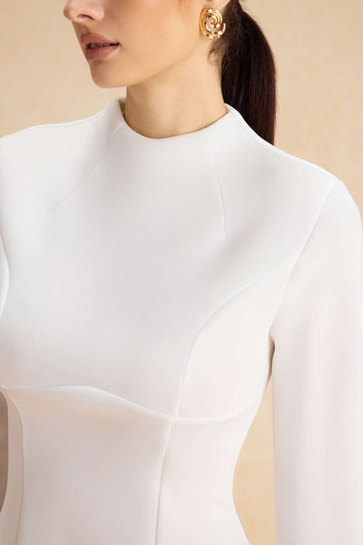 Vandoria Sculpted White Mini Dress