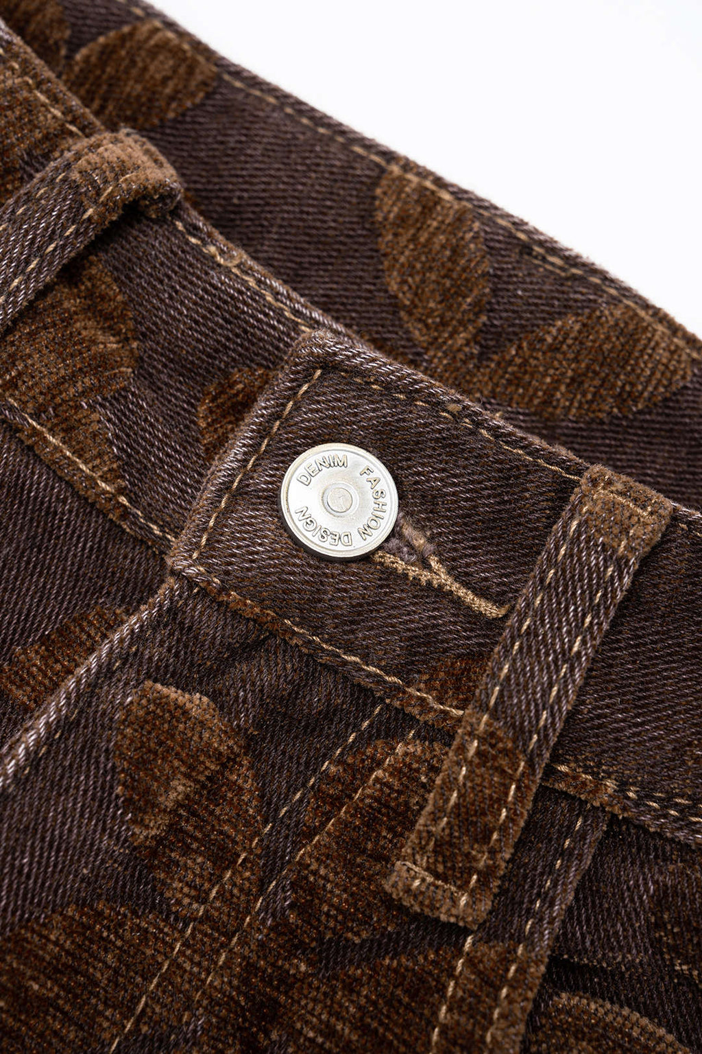 Çiçek Desenli Geniş Paçalı Kot Pantolon