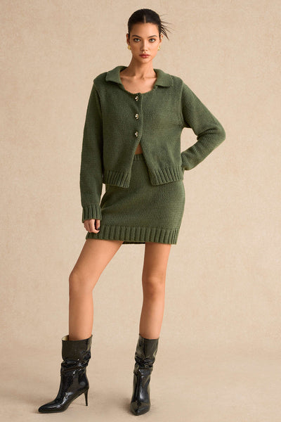 Knitted Metallic Button Long-Sleeve Hırka