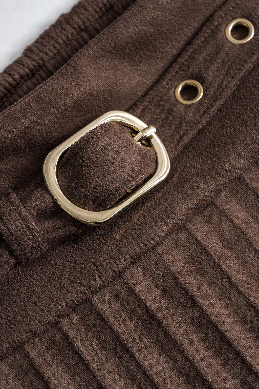 Kemerli Pileli Midi Etek 