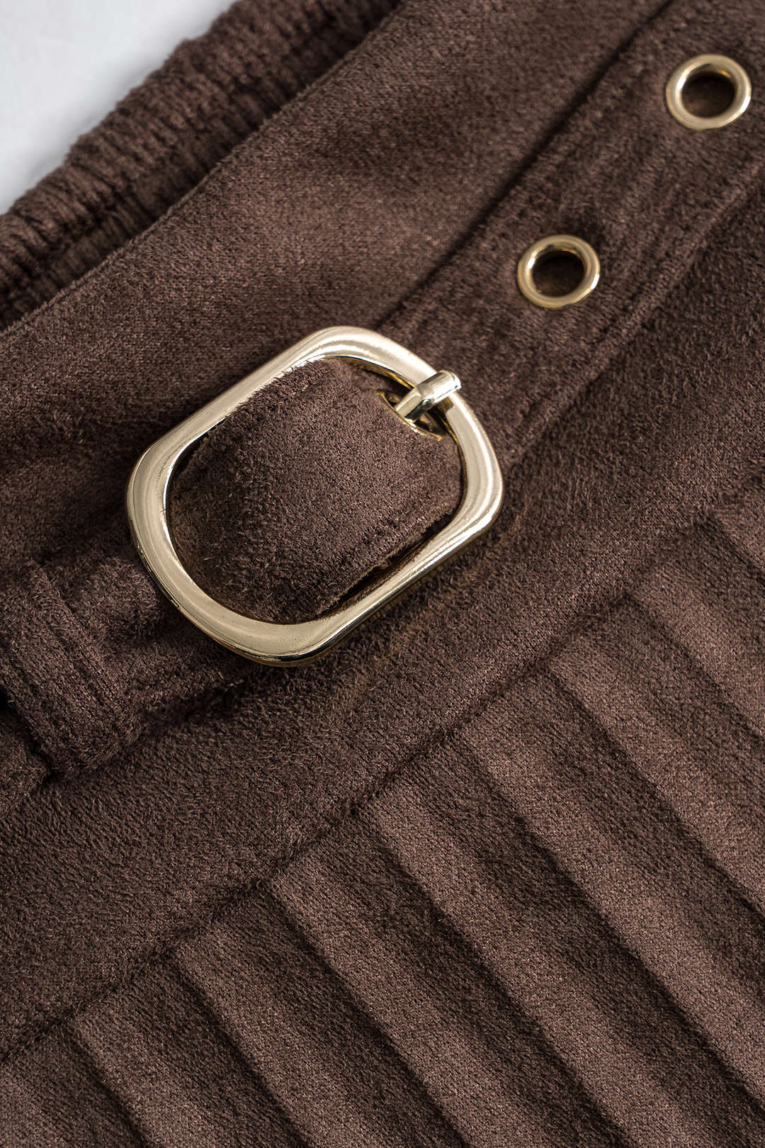 Kemerli Pileli Midi Etek 