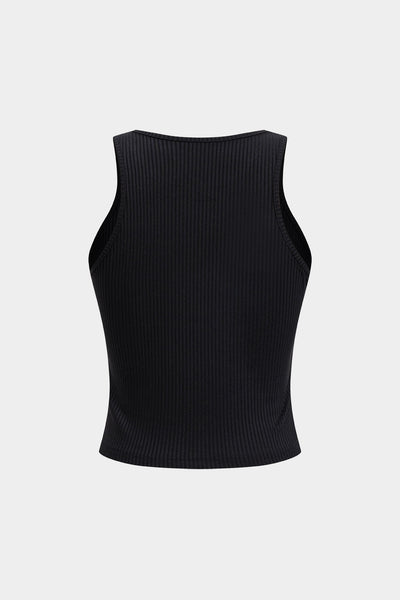 Monochrome Edge Asymmetrical Skirt &amp; Black Crop Set
