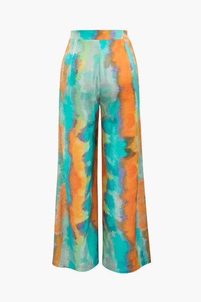 Abstract Wide Leg Pantolon