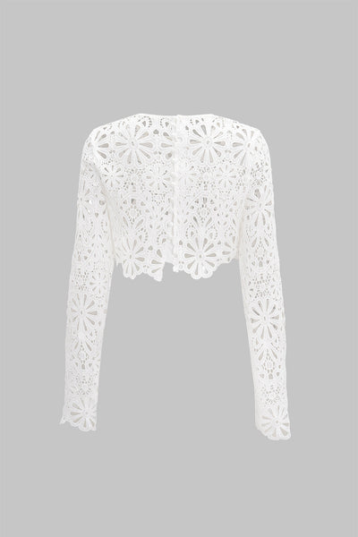 Daisy Cutwork Lace Crop Blouse