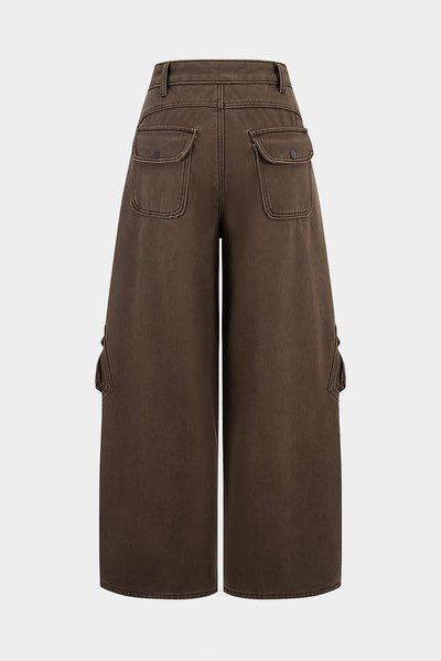 Chocolate Cargo Wide-Leg Pants