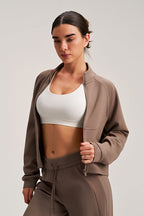 Women Stand Collar Slim-Fit Multi-Pocket Sporty Casual Jacket