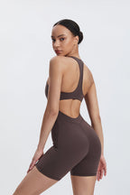 Body Freja con mezza zip e schiena a I