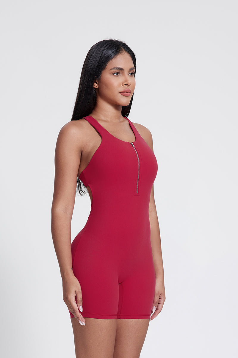 Body Freja con mezza zip e schiena a I