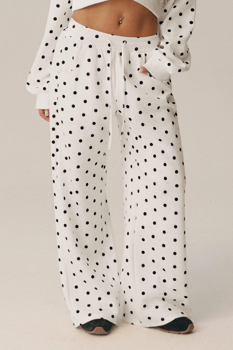 Suki Polka Dot Wide-Leg Sweatpants