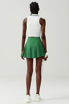 Women Stretch Yoga Tennis Set: Sleeveless Sports Top + High Waist Skirt