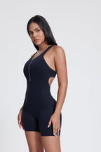 Body Freja con mezza zip e schiena a I