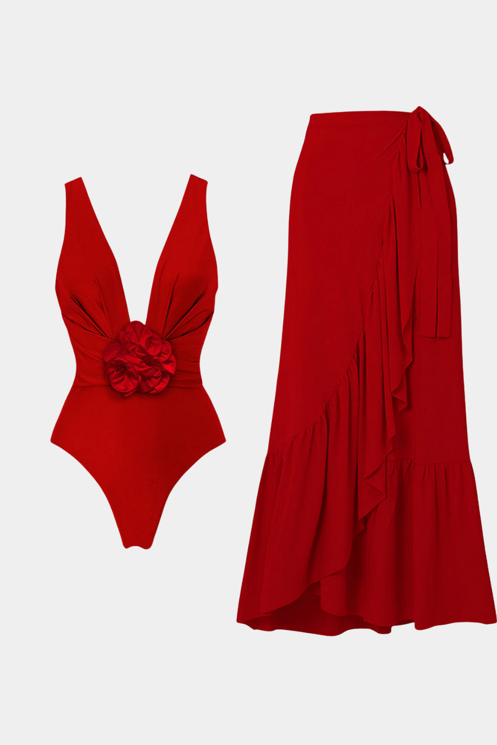 Scarlet Floral Pareo Set