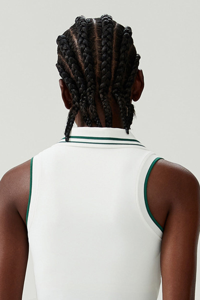 Women Stretch Yoga Tennis Set: Sleeveless Sports Top + High Waist Skirt