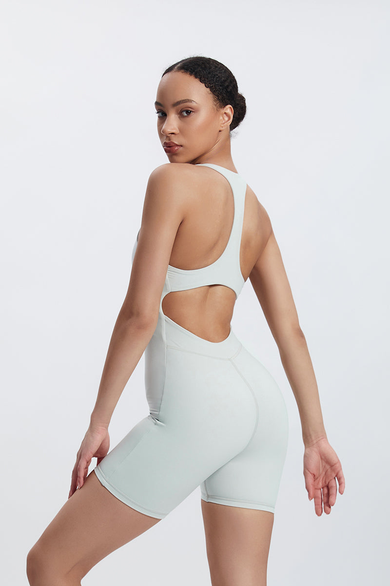 Body Freja con mezza zip e schiena a I
