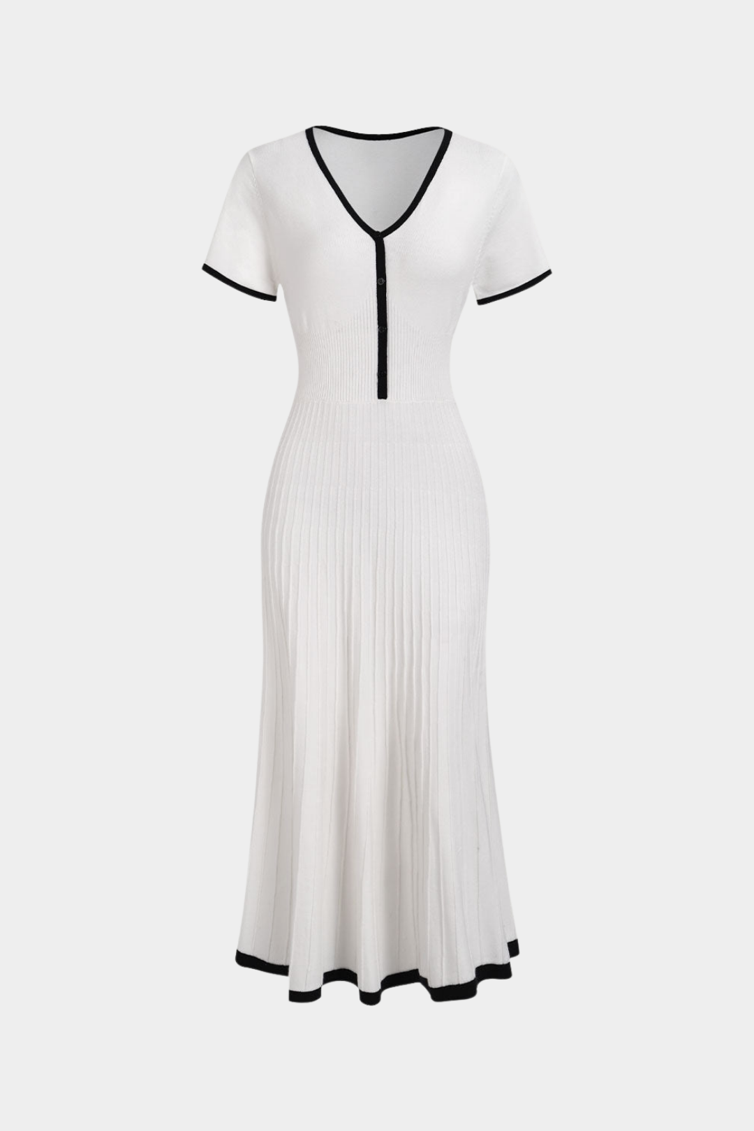 Kontrast Detaylı Midi Elbise