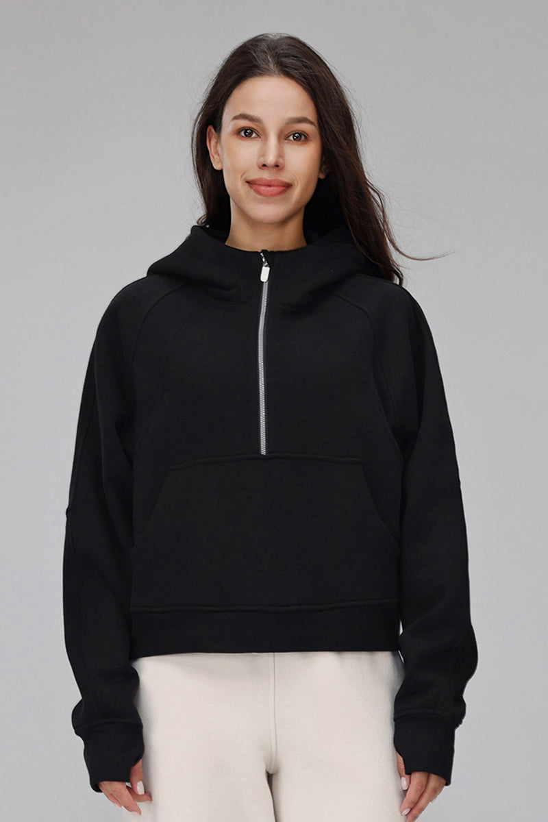 Sena Cropped Zip Fleece Hoodie
