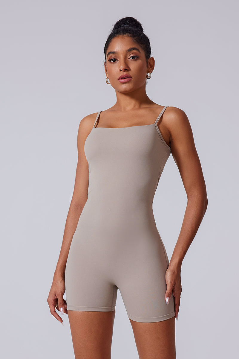 Britt Backless V-Waist Shorts Bodysuit
