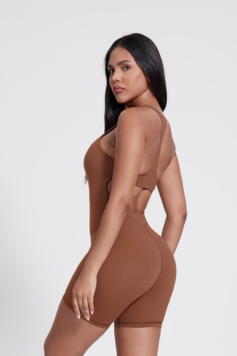 Body Freja con mezza zip e schiena a I
