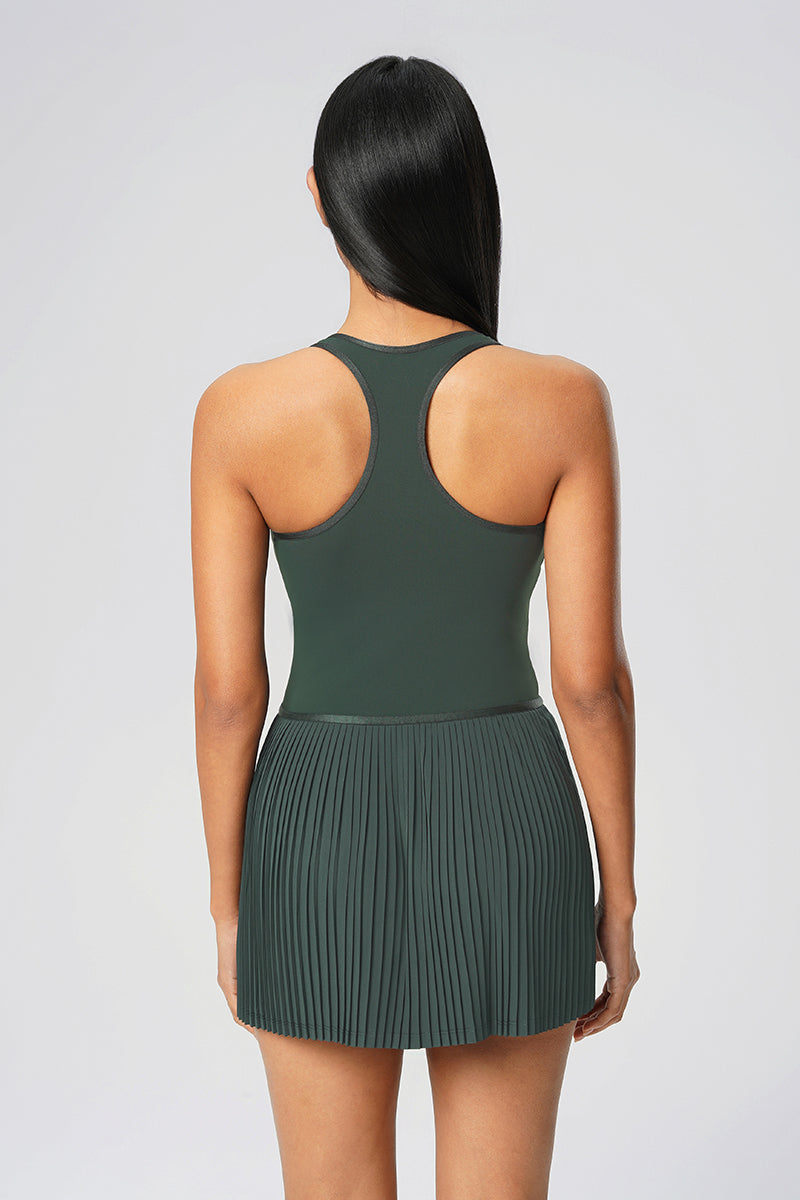 Women Back-Sculpt Cooling Built-In Bra Yoga Tennis Pleated Dress